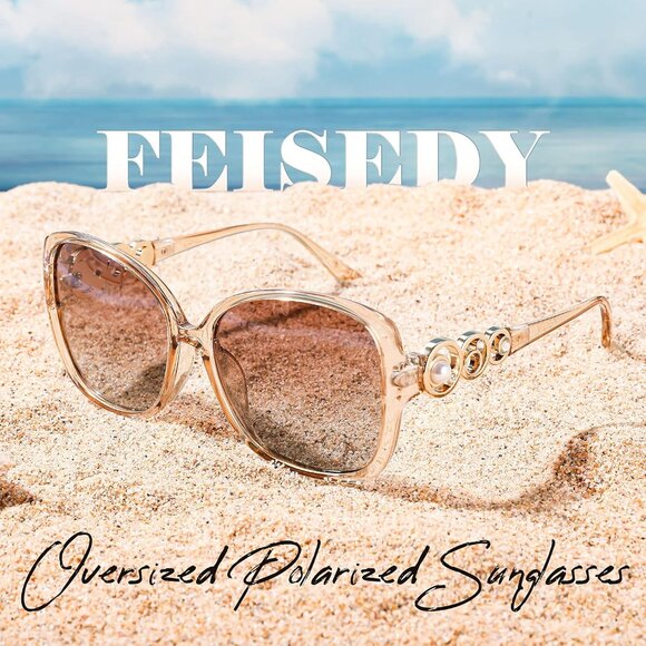 Womens Gold Fashion Sunglasses Square Frame With Pearl Sparkling Eyes Protection - Picture 8 of 15